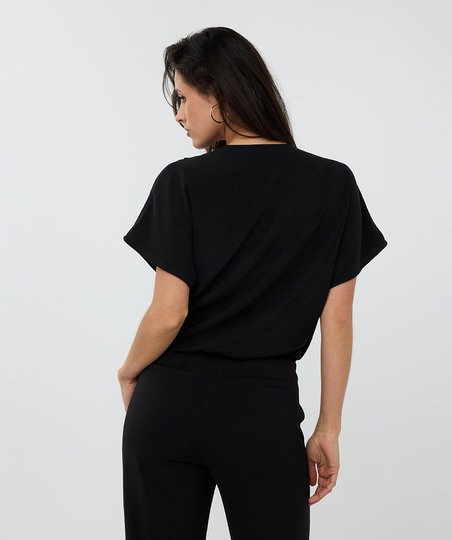 Esqualo Black Wrap Style Top