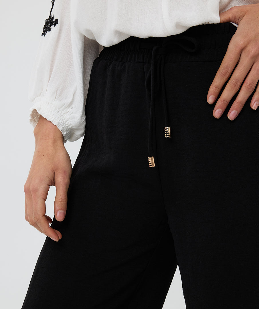 Esqualo Drawstring Black Trousers