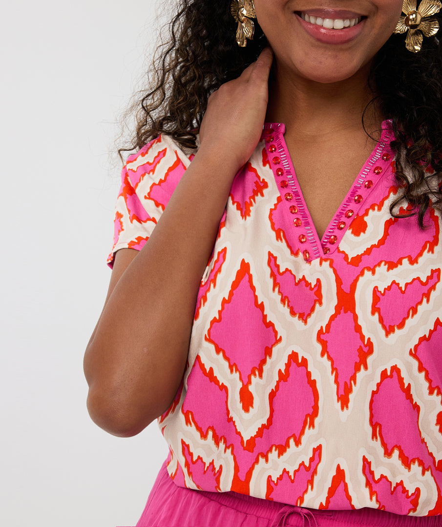 Esqualo V Neck Multicolored Top