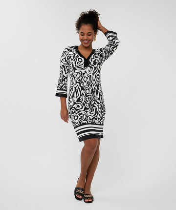 Esqualo Monochrome Disco Beaded Dress