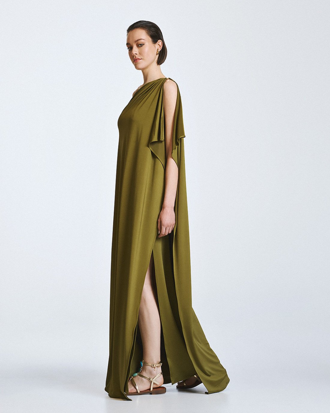 Access Fashion Olive One Shoulder Dress