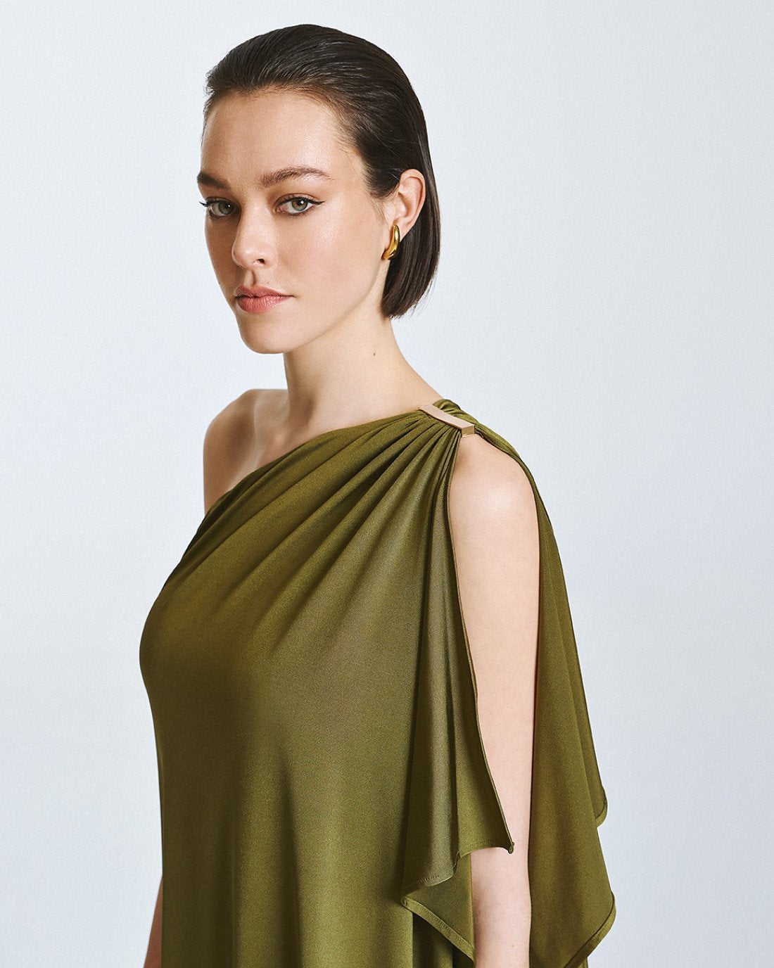 Access Fashion Olive One Shoulder Dress