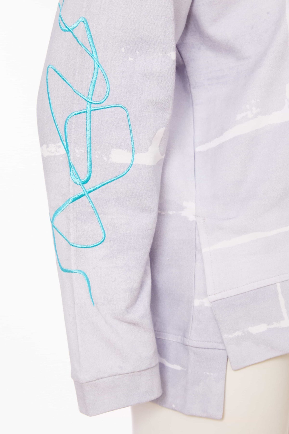 Naya Round Neck White/Silver Sweater With Embroidered Sleeve