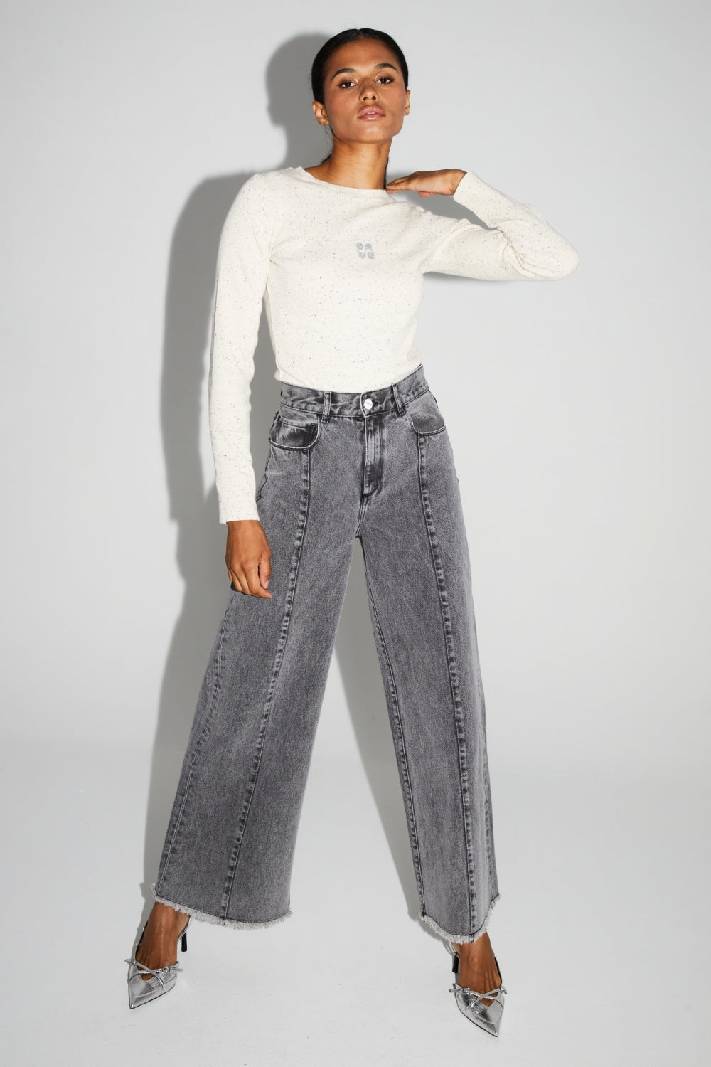 IMPREVU  Beige Hugo Speckled Shine Tshirt