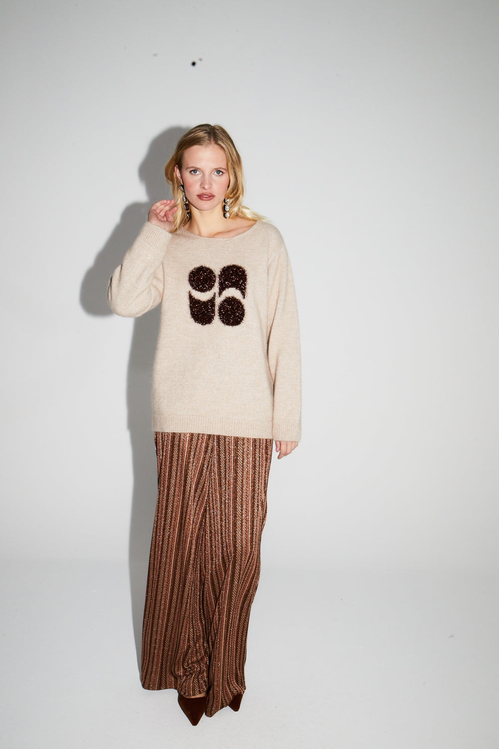 IMPREVU Charlie Cognac Stripe Trousers