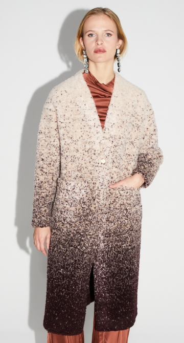 IMPREVU Doriane Burgandy/Oatmeal Gradient Boucle Jacket