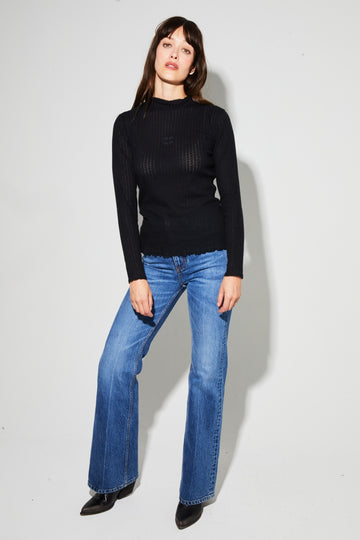 IMPREVU Fitted Black Lace Lolo Pullover