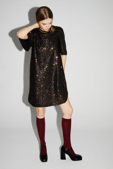 IMPREVU Multi Bordeaux Sparkle Sequin Dress