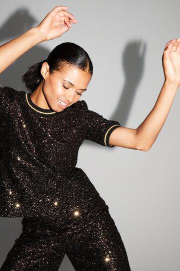 IMPREVU Multi Bordeaux Sparkle Top