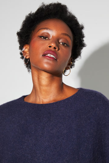 IMPREVU Navy Blue Maille Baby Alpaga Sweater