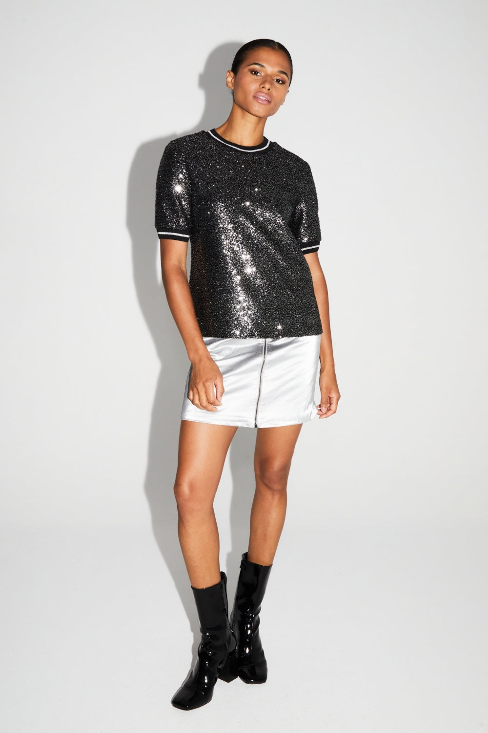 IMPREVU Poppy Sequin Black/Silver Blouse