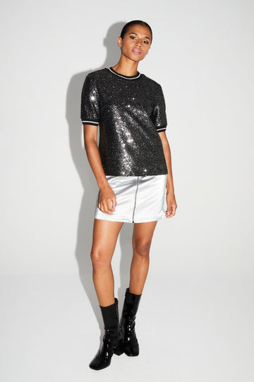 IMPREVU Poppy Sequin Black/Silver Blouse