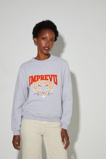 Imprevu Eddie Gris Chine - Orange Tiger Sweatshirt
