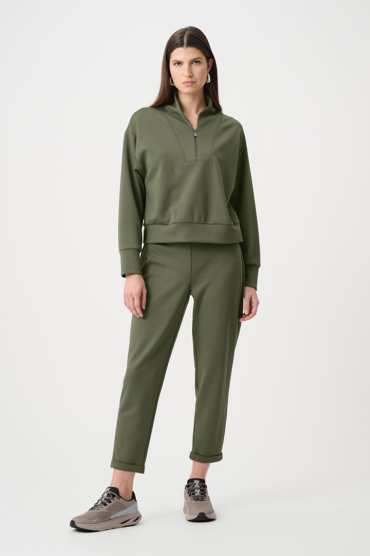 Joseph Ribkoff Avocado Scuba Jersey Pull-On Jogger Pants With Drawstring Waist