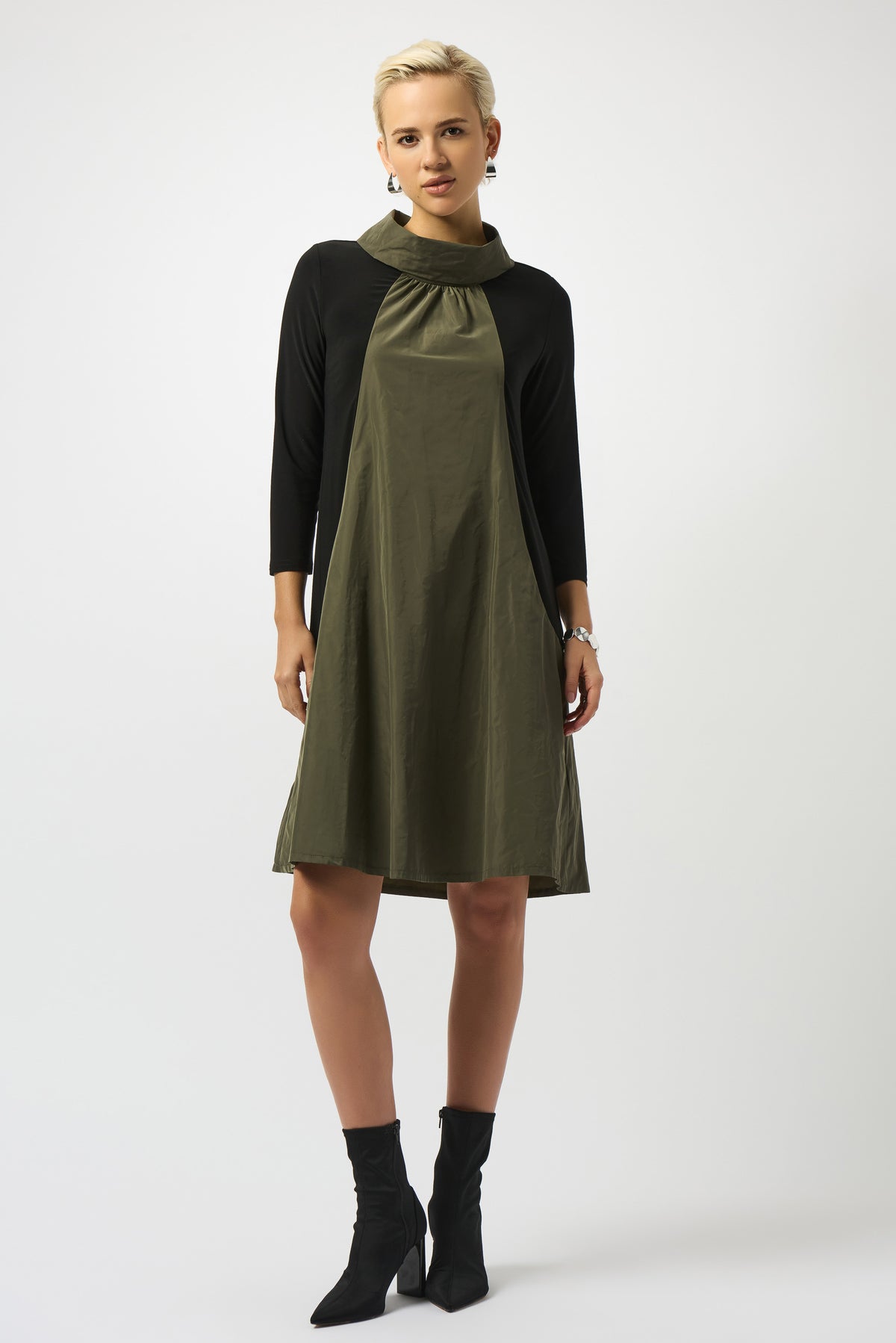 Joseph Ribkoff Avocado Silky Knit &amp; Memory Colour Block Dress