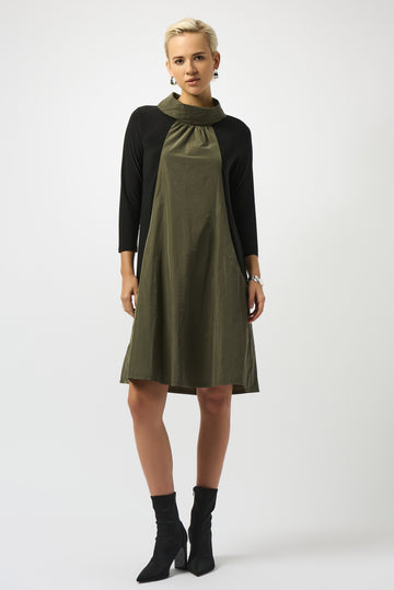 Joseph Ribkoff Avocado Silky Knit & Memory Colour Block Dress
