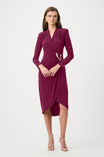 Joseph Ribkoff Berry Burst Signature | Silky Knit Sheath Wrap Dress