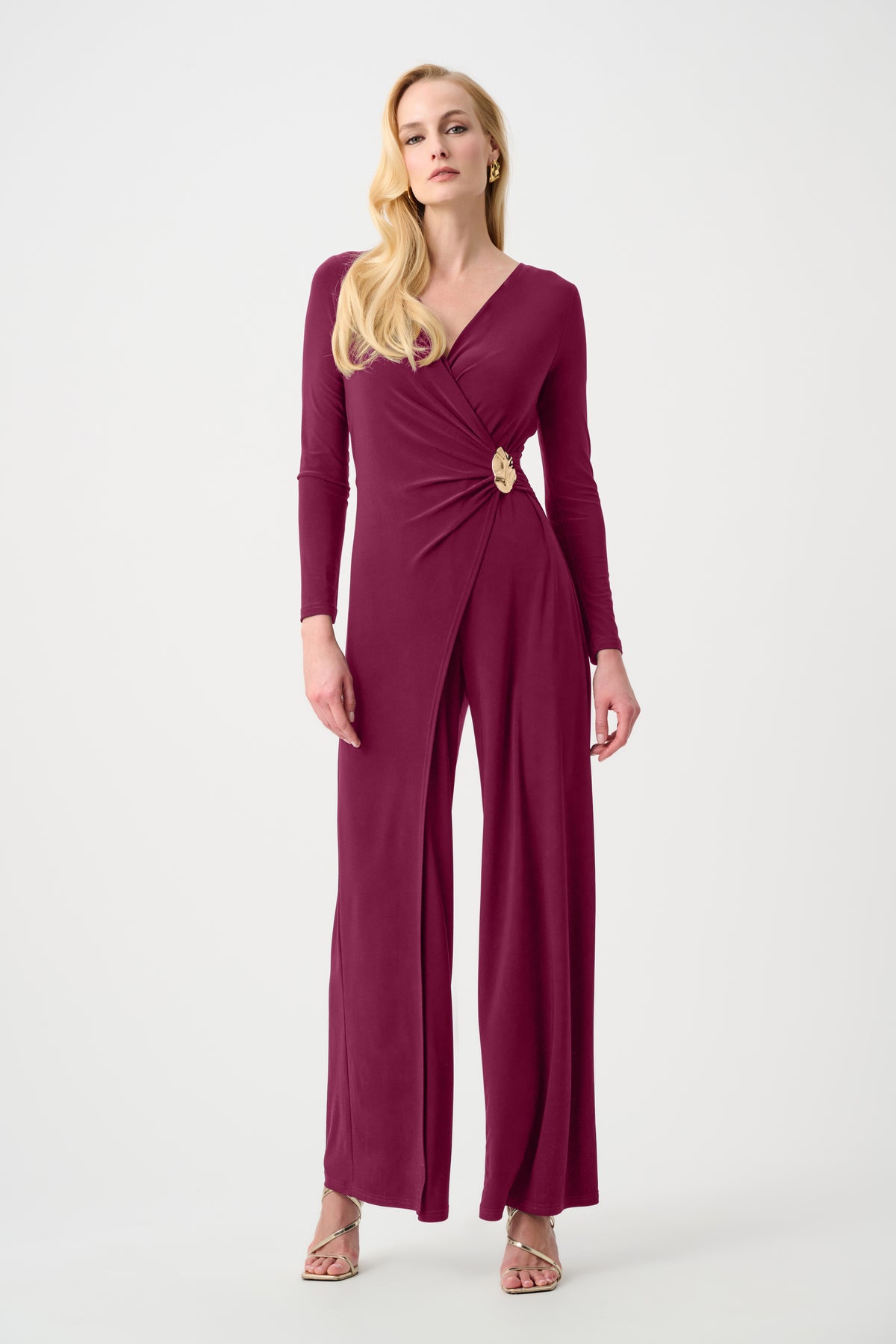 Joseph Ribkoff Berry Burst Signature | Silky Knit Wide Leg Wrap Jumpsuit