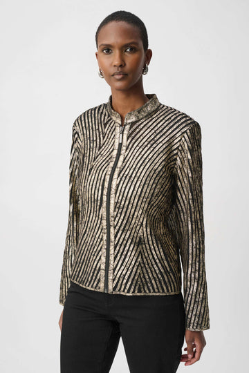 Joseph Ribkoff Black/Gold Metallic Soutache Fitted Jacket