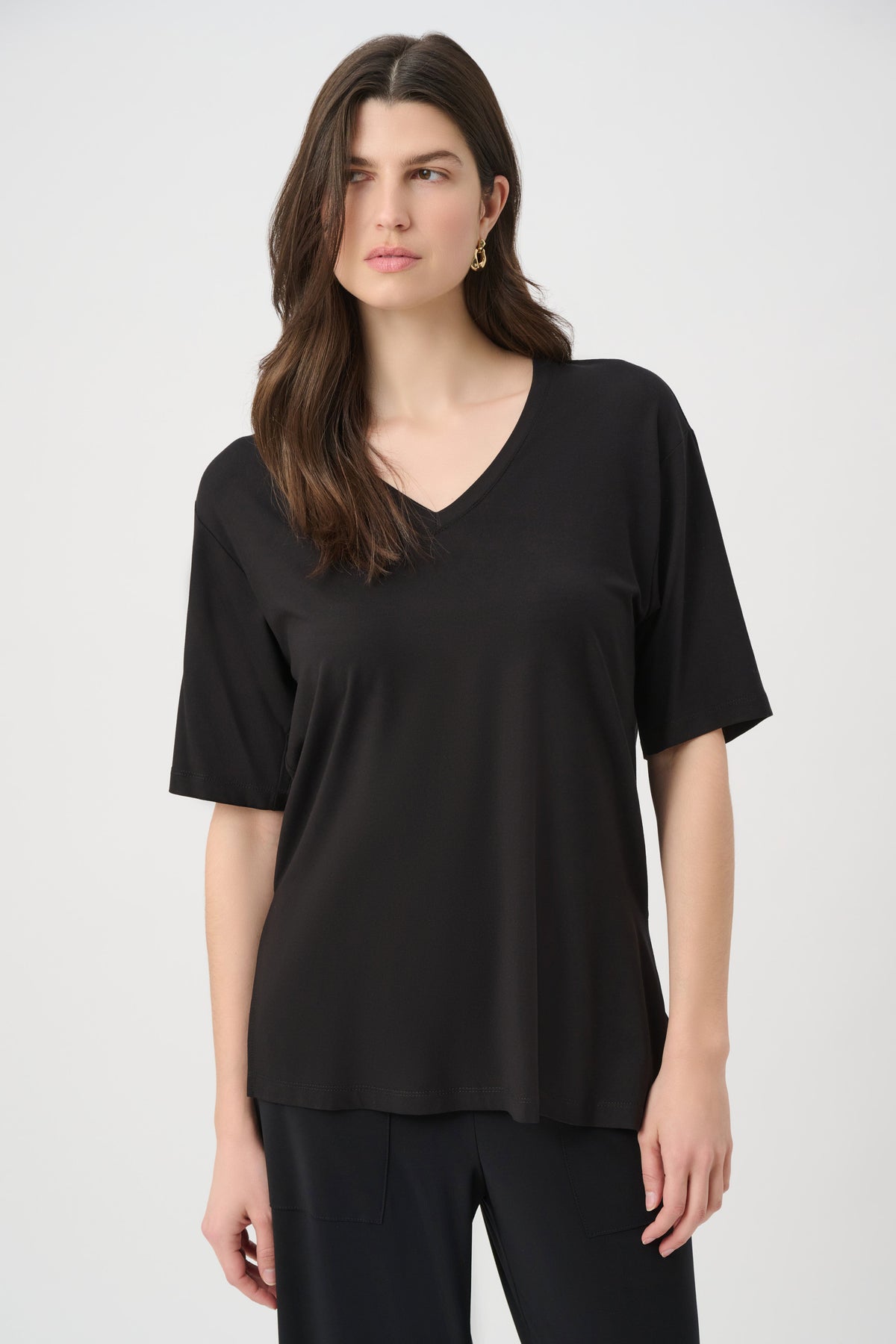 Joseph Ribkoff Black Jersey Boxy Tunic With V-neckline