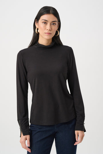 Joseph Ribkoff Black Jersey Fitted Mock-Neck Top
