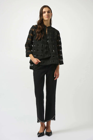Joseph Ribkoff Black Novelty Checkered Print Swing Jacket