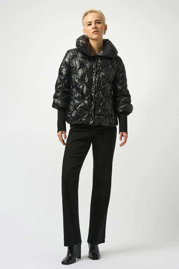 Joseph Ribkoff Black Pearl Quilted Puffer Trapeze Jacket