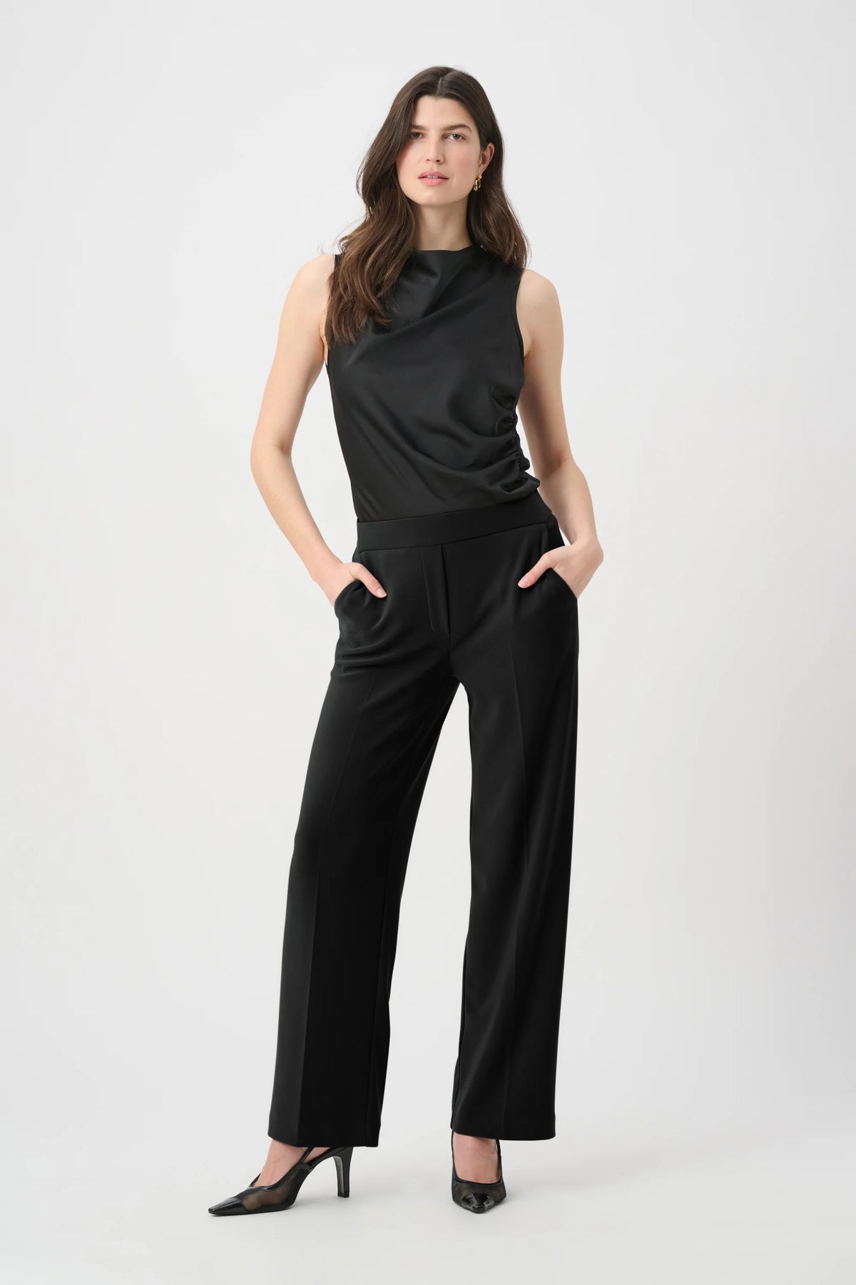 Joseph Ribkoff Black Pull On Wide Trousers