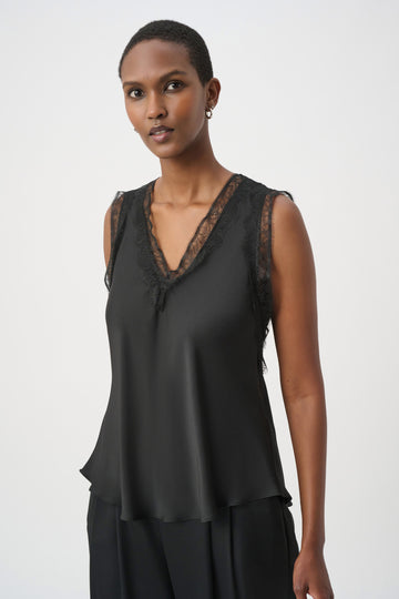 Joseph Ribkoff Black Recycled Satin Sleeveless Top