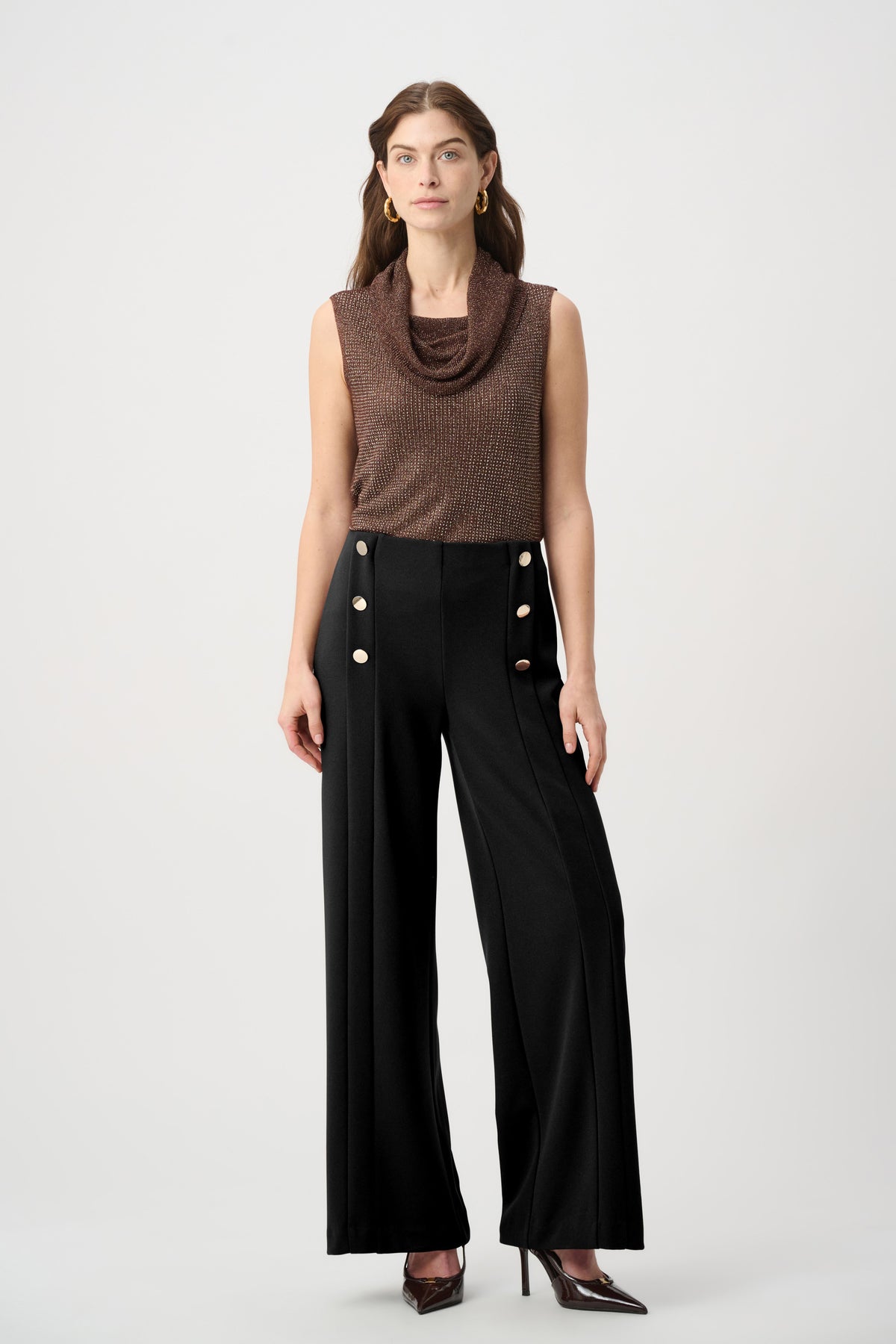 Joseph Ribkoff Black Sailor Wide-Leg Pants