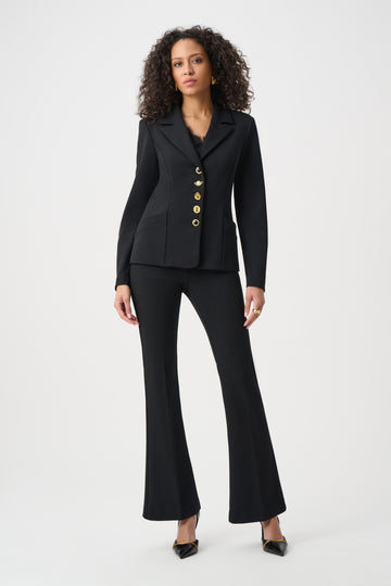 Joseph Ribkoff Black Scuba Crepe Flared Pull-On Pants