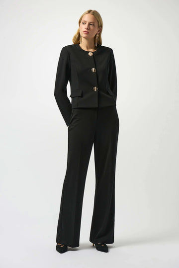 Joseph Ribkoff Black Scuba Crepe Wide-Leg Pants