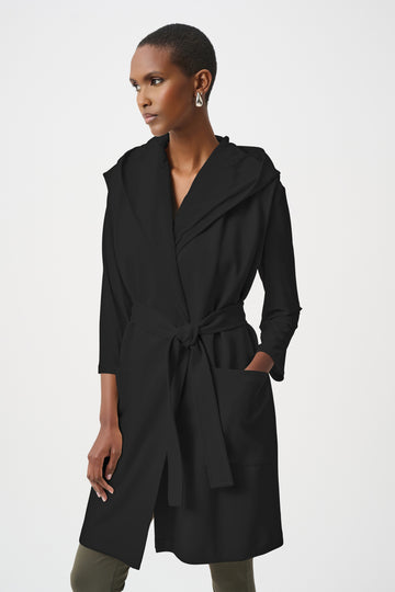 Joseph Ribkoff Black Scuba Jersey And Memory Hooded Vest