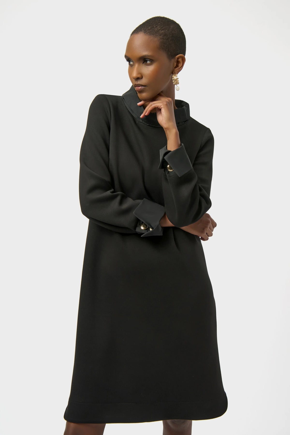 Joseph Ribkoff Black Scuba Jersey &amp; Memory Trapeze Dress