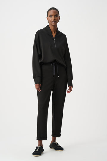 Joseph Ribkoff Black Scuba Jersey Pull-On Jogger Pants With Drawstring Waist