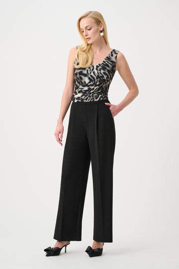 Joseph Ribkoff Black Signature | Silky Knit Wide Leg Pull-On Pants