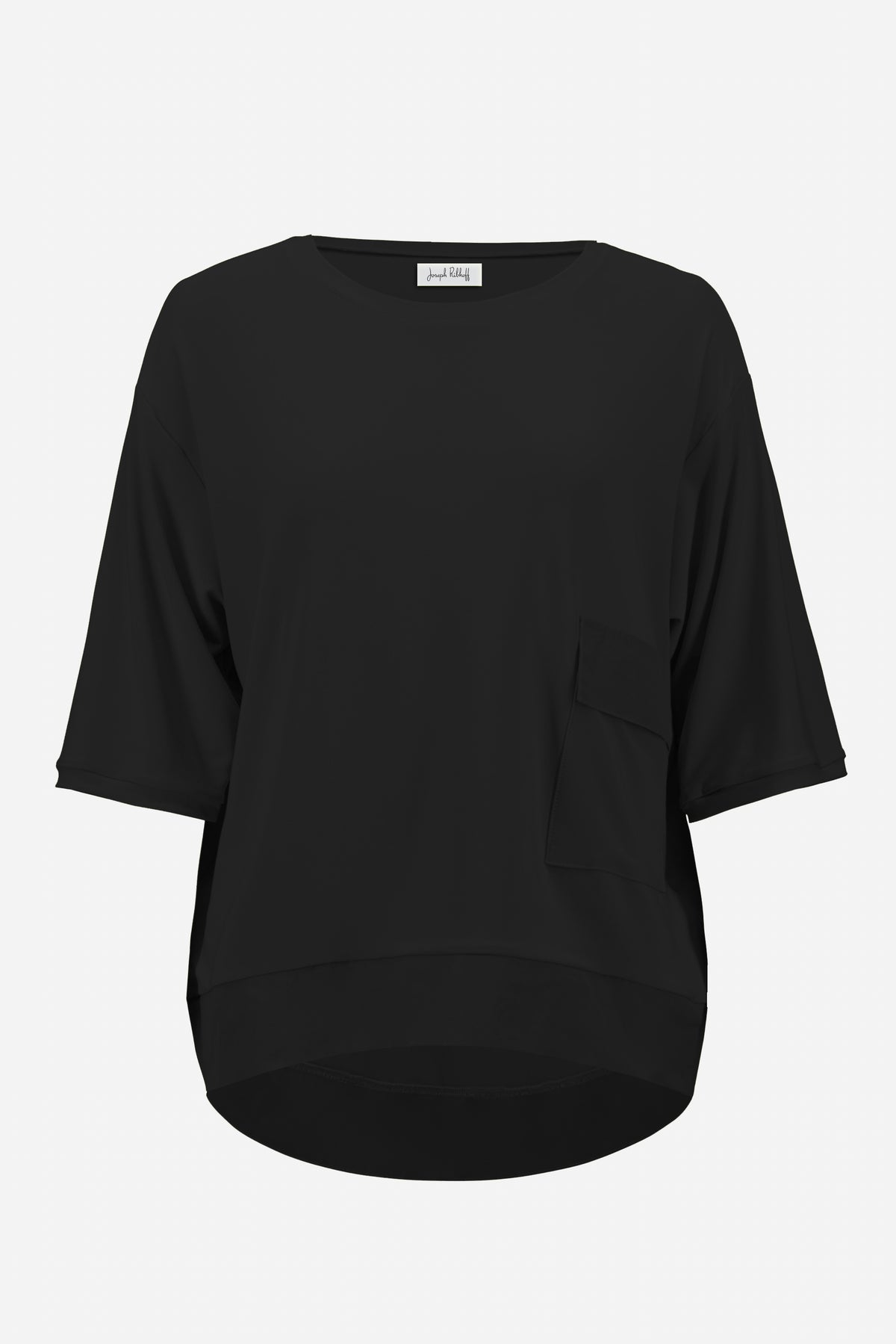 Joseph Ribkoff Black Silky Knit And Memory Boxy Tunic With Pocket Detail