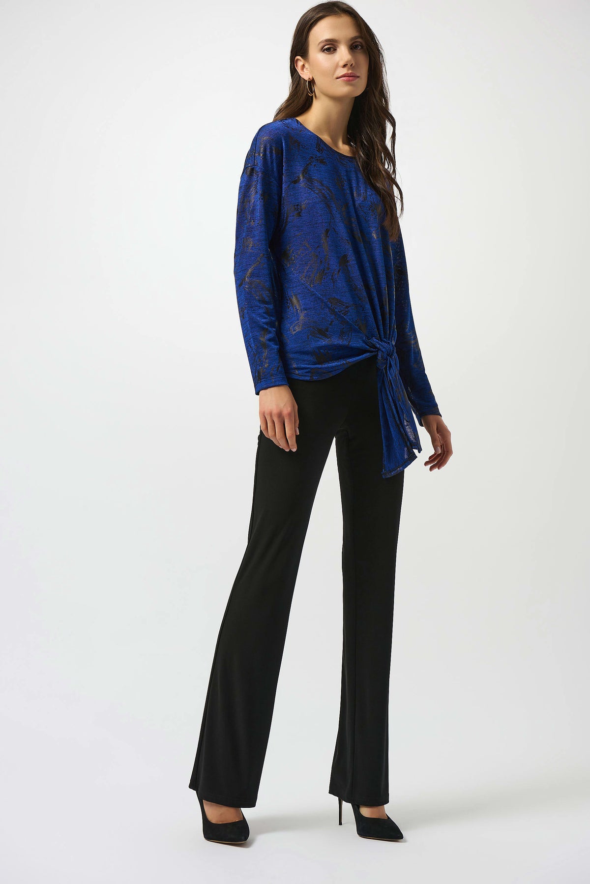 Joseph Ribkoff Black Silky Knit Flared Pull-On Pants