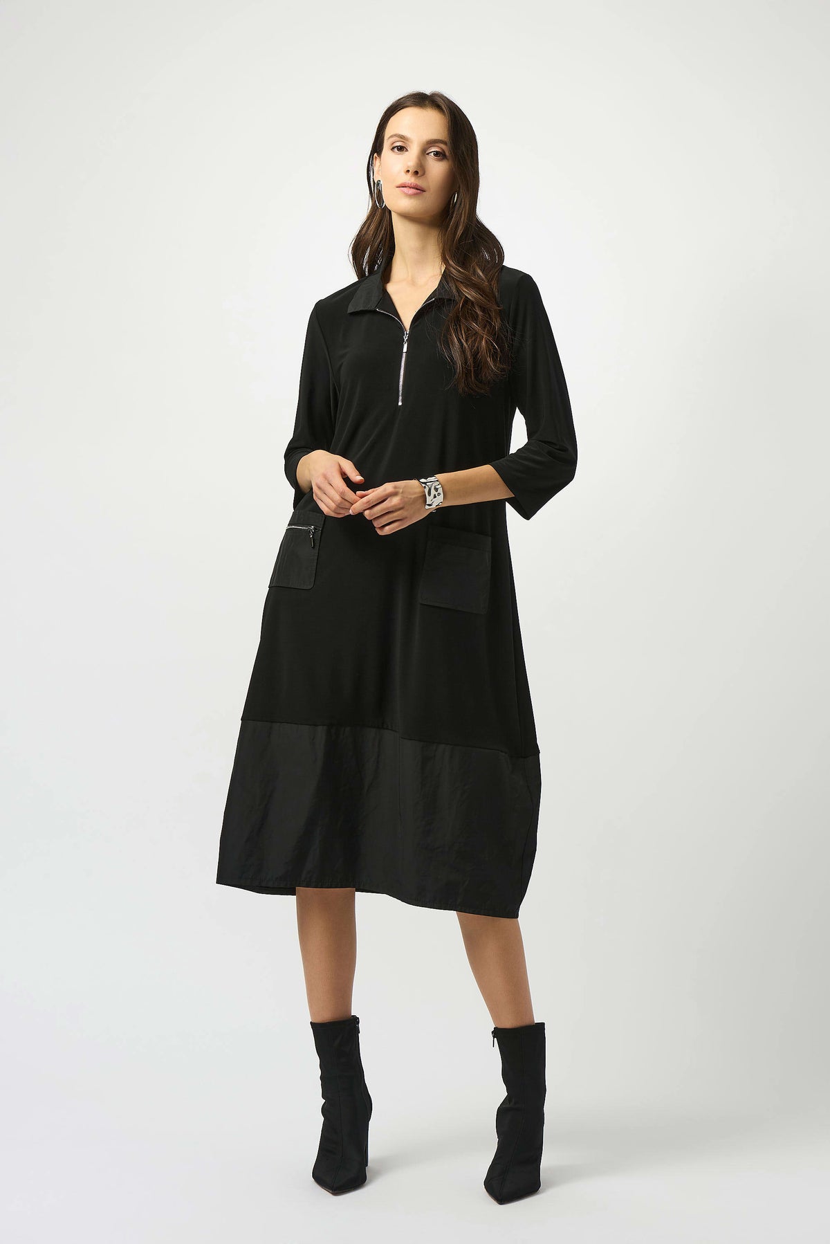 Joseph Ribkoff Black Silky Knit &amp; Memory Cocoon Dress
