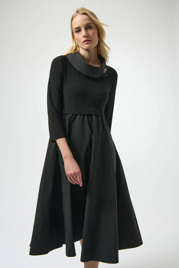 Joseph Ribkoff Black Silky Knit & Memory Fit and Flare Dress