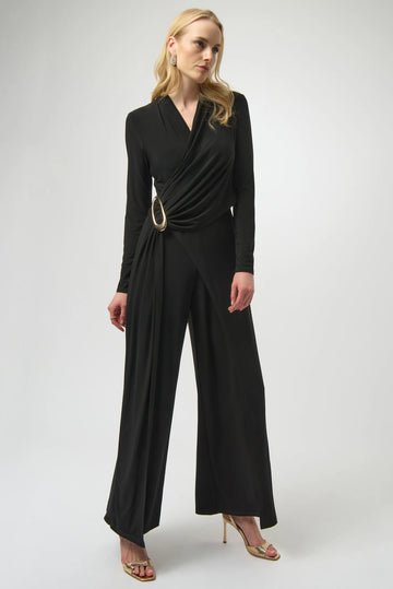 Joseph Ribkoff Black Super Silky Knit Wide-Leg Jumpsuit