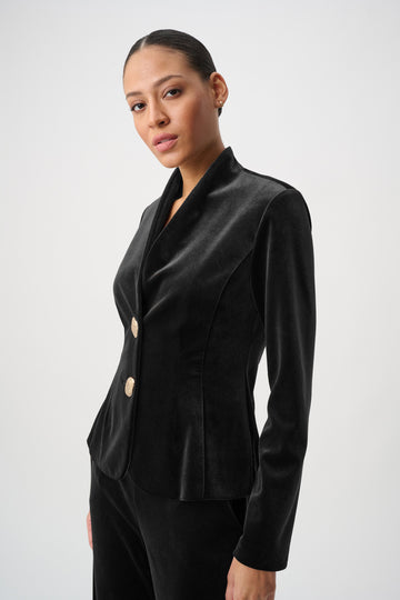 Joseph Ribkoff Black Velvet Fitted Blazer