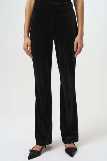 Joseph Ribkoff Black Velvet Flared Pull-On Pants