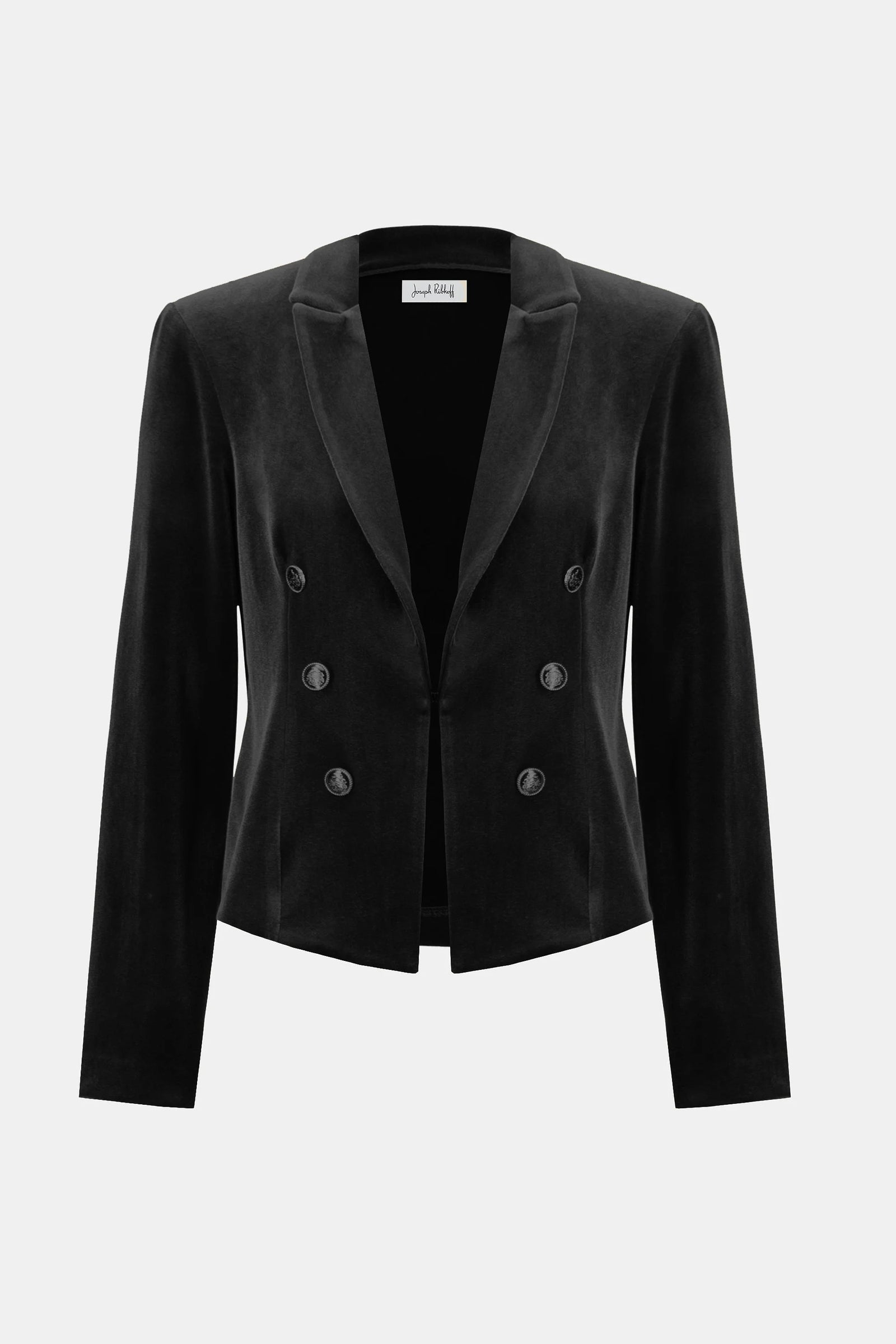 Joseph Ribkoff Black Velvet Knit Fitted Blazer