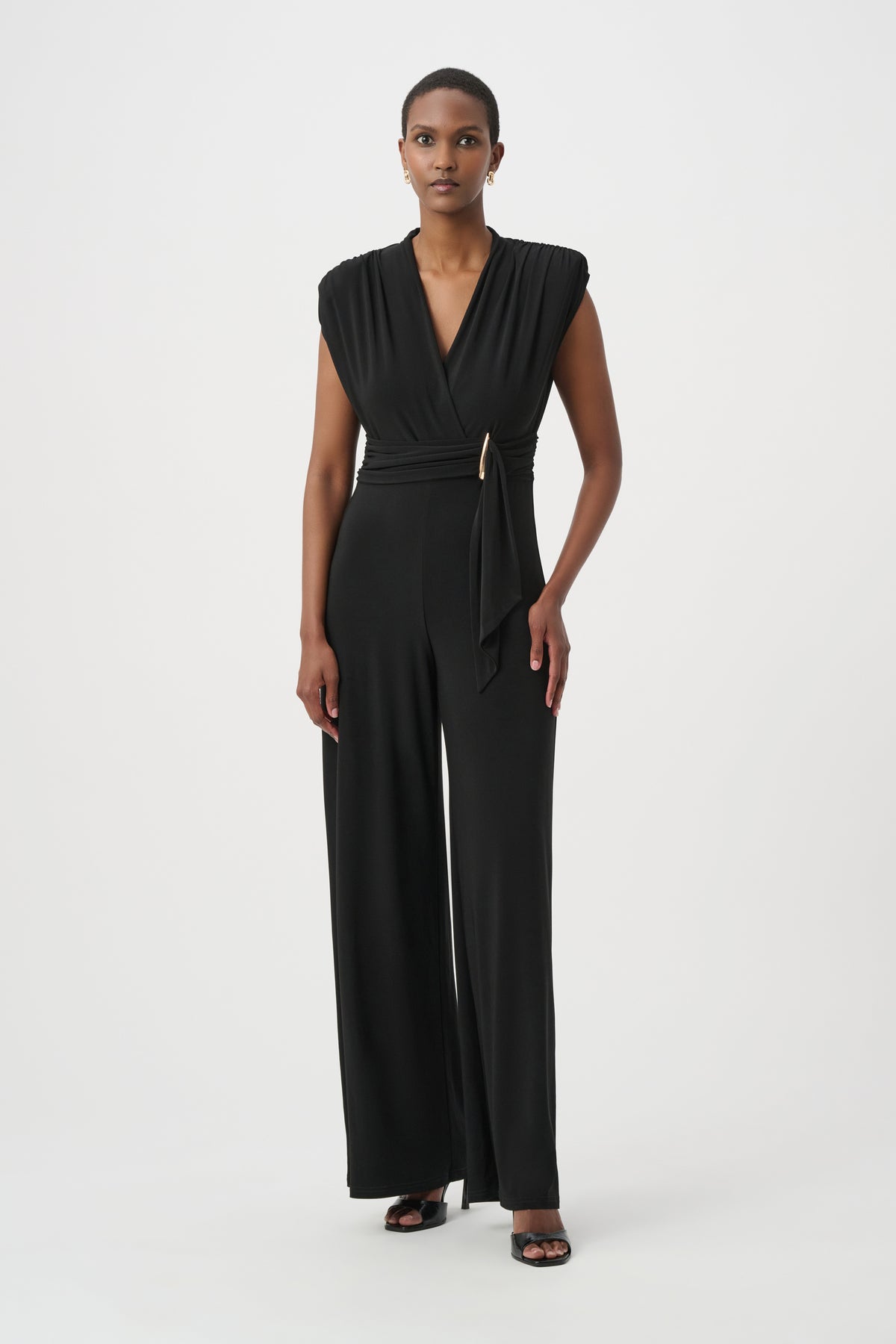 Joseph Ribkoff Black Wrap Wide Leg Jumpsuit
