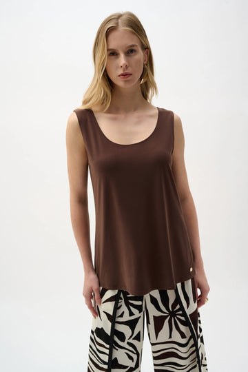 Joseph Ribkoff Chocolate Silky Knit Scoop Neck Camisole