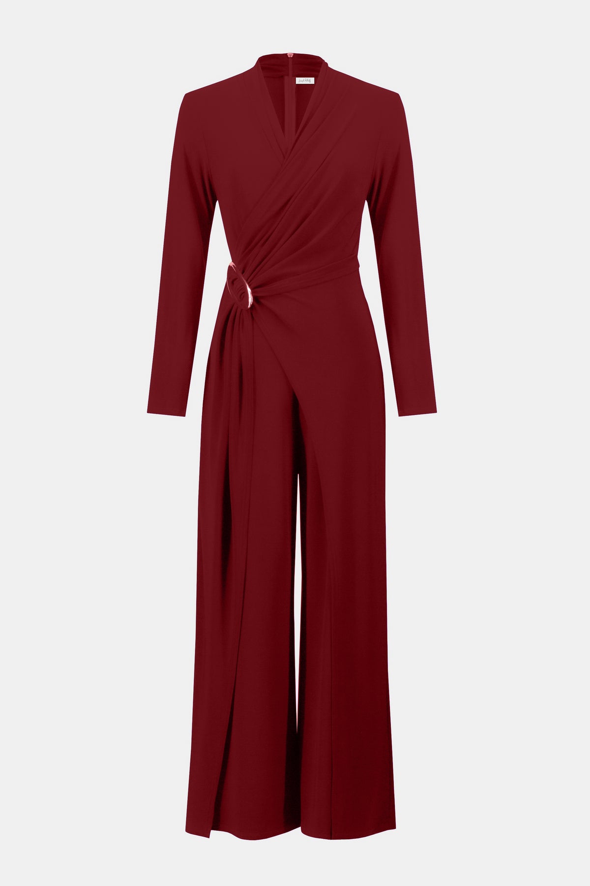 Joseph Ribkoff Deep Cherry Silky Knit Wide-Leg Jumpsuit