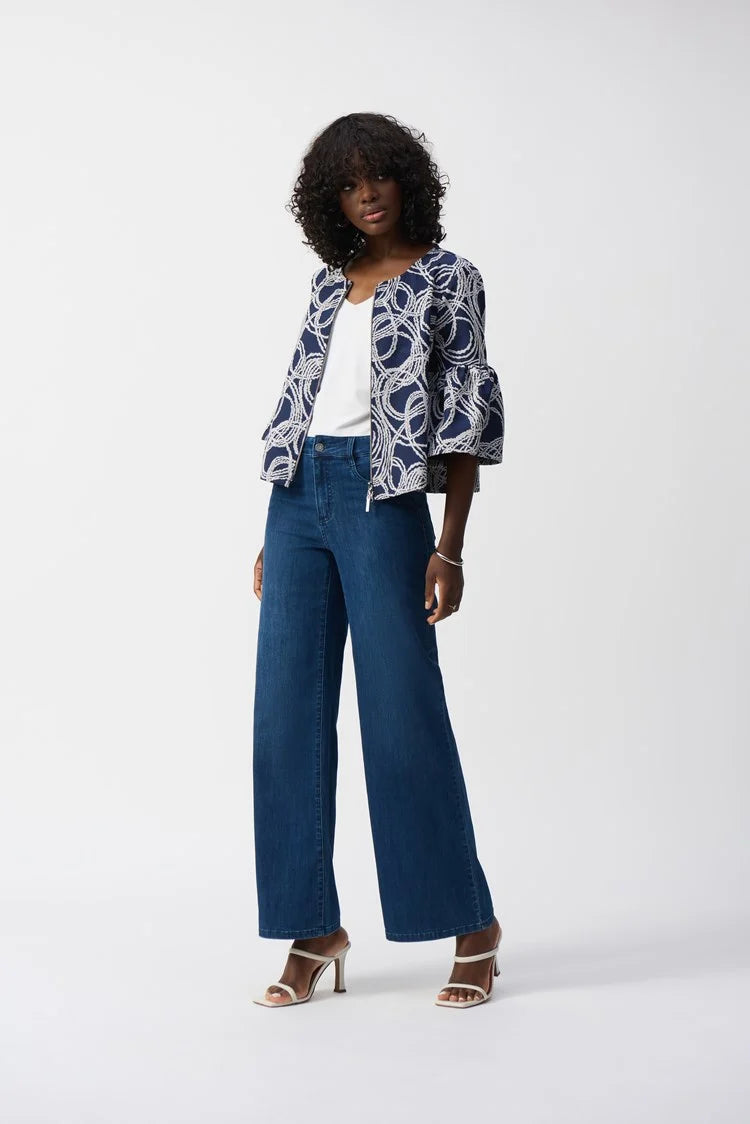 Joseph Ribkoff Denim Mid Blue Goldie | Classic Wide-Leg Stretch Jeans