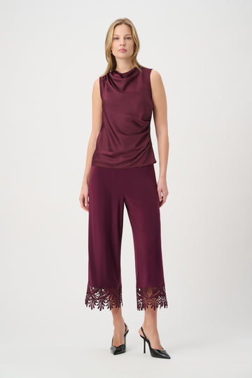 Joseph Ribkoff Elderberry Lace Hem Culotte Pant