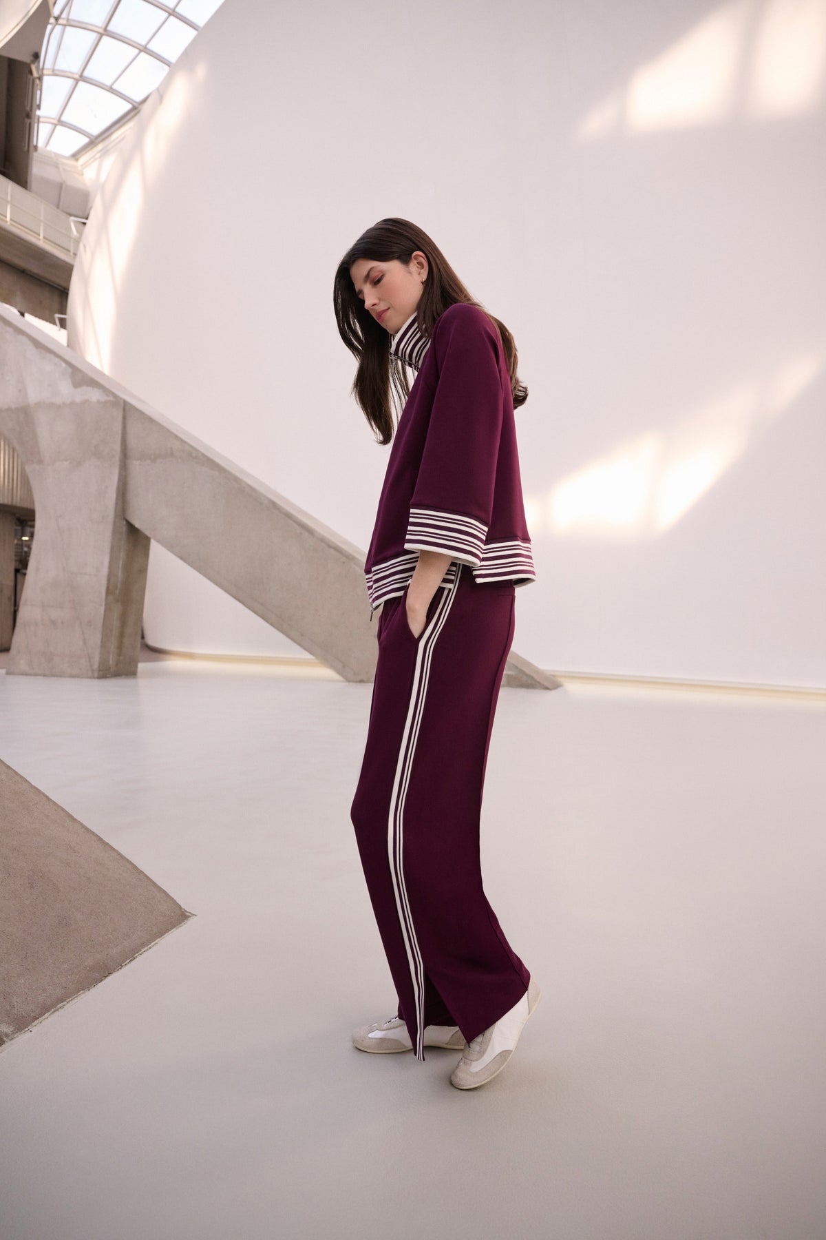 Joseph Ribkoff Elderberry Pin-Tuck Wide Leg Jogger